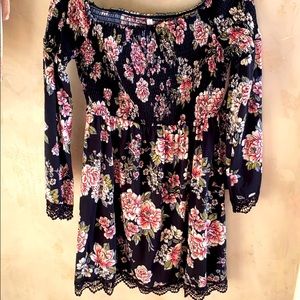 Xhilaration dress, black with pink floral